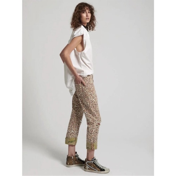 One Teaspoon Truckers Mid Waist Straight Leg in Leopard Print Size 26 - Picture 1 of 10